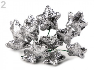 Vánoční dekorační hvězda na drátku s glitry Ø20 mm