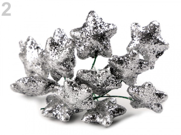 Vánoční dekorační hvězda na drátku s glitry Ø20 mm