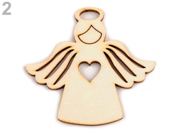 Dřevěný anděl 77x78 mm