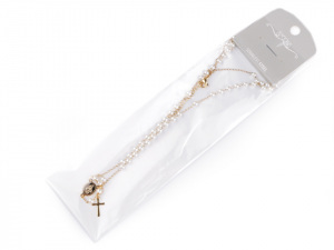 Náhrdelník z nerezové oceli růženec s perlami