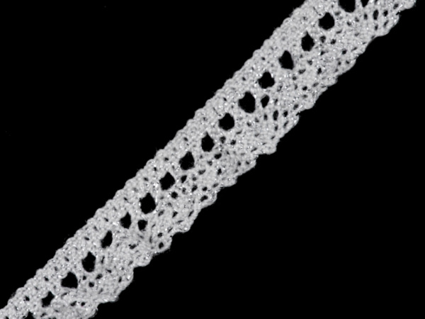 Krajka / volánek s lurexem šíře 11 mm elastická