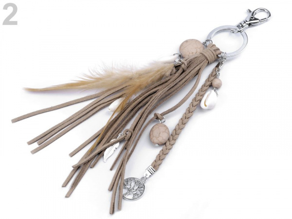 Přívěsek na kabelku / klíče - pírko, strom života