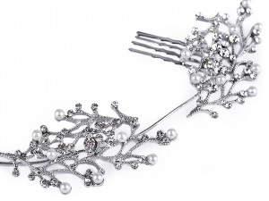 Štrasová ozdoba do vlasů s perlami a hřebínky