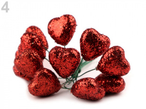 Srdce na drátku s glitry Ø19 mm