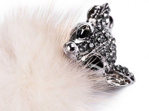 Brož liška s kožešinou a kamínky