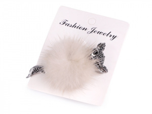 Brož liška s kožešinou a kamínky