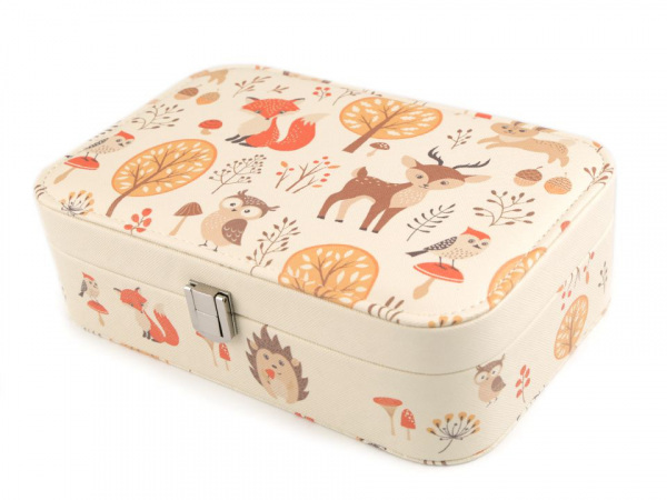Šperkovnice s potiskem liška, jelen, sova 7x14,5x22,5 cm