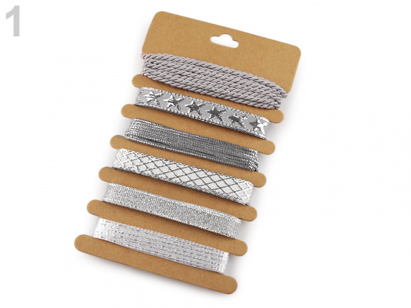 Vánoční sada lurexových stuh a provázků 6x2 m