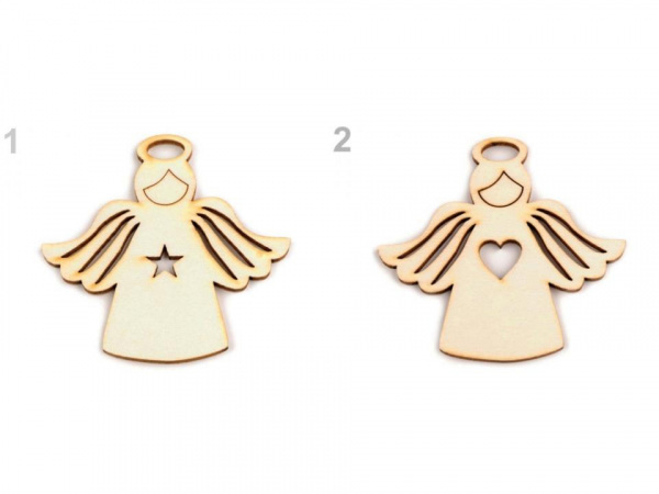 Dřevěný anděl 77x78 mm