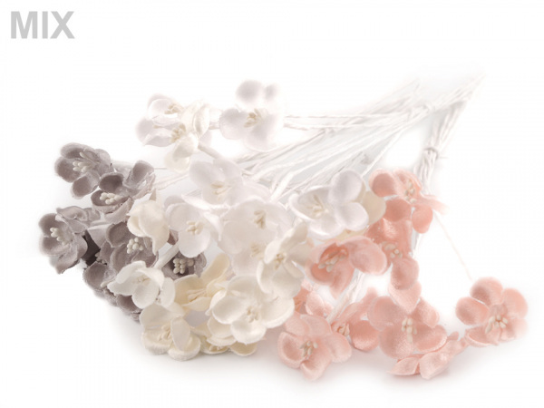 Luxusní květ na dlouhém drátku / polotovar na vývazky