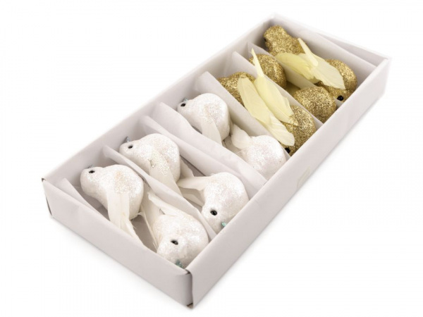 Vánoční dekorace ptáček s glitry