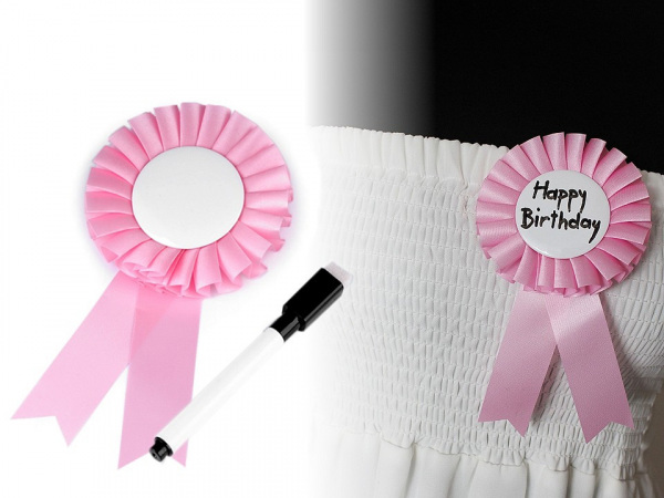 Párty brož / odznak Ø8 cm s popisovačem