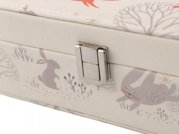 Šperkovnice s potiskem liška, jelen, sova 7x14,5x22,5 cm