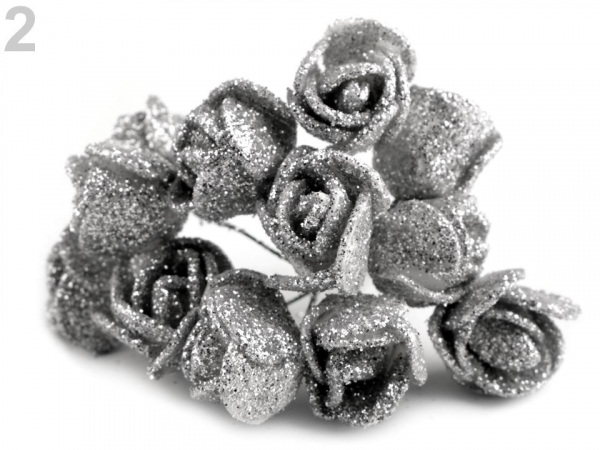 Růže na drátku s glitry