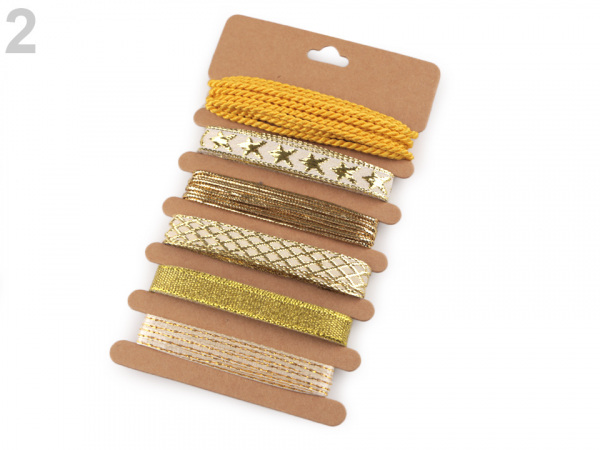 Vánoční sada lurexových stuh a provázků 6x2 m