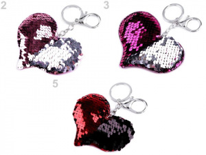 Přívěsek na kabelku / klíče srdce s měnícími flitry