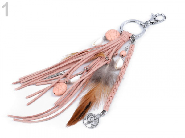 Přívěsek na kabelku / klíče - pírko, strom života