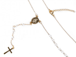 Náhrdelník z nerezové oceli růženec s perlami