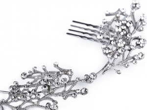 Štrasová ozdoba do vlasů s perlami a hřebínky