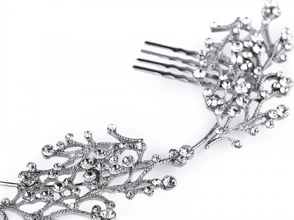 Štrasová ozdoba do vlasů s perlami a hřebínky