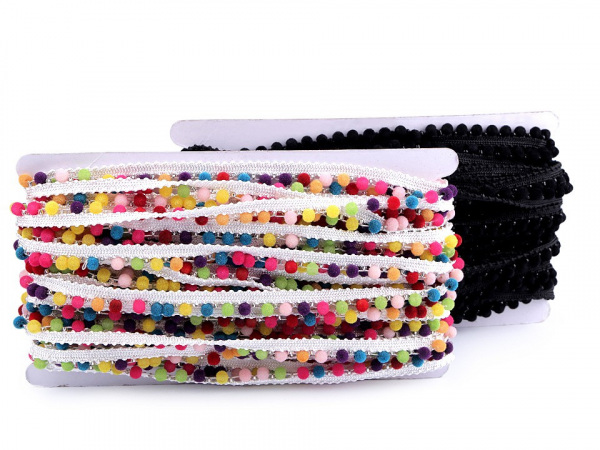 Polyesterový prýmek / paspulka se sametovými perlami šíře 12 mm