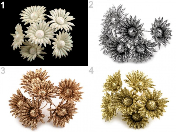 Květ na drátku s glitry