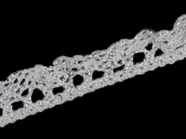 Krajka / volánek s lurexem šíře 11 mm elastická