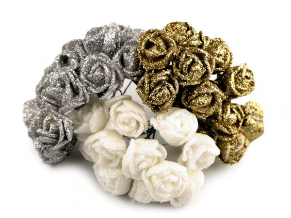 Růže na drátku s glitry