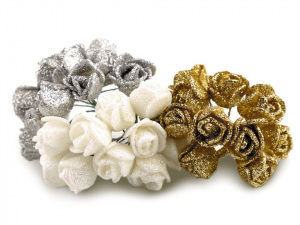 Růže na drátku s glitry