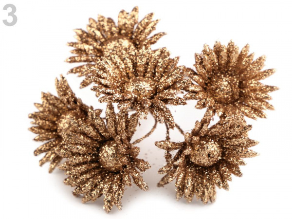 Květ na drátku s glitry