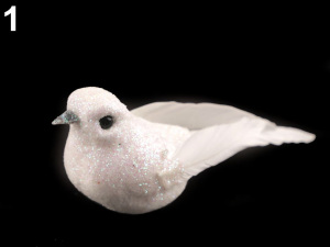 Vánoční dekorace ptáček s glitry