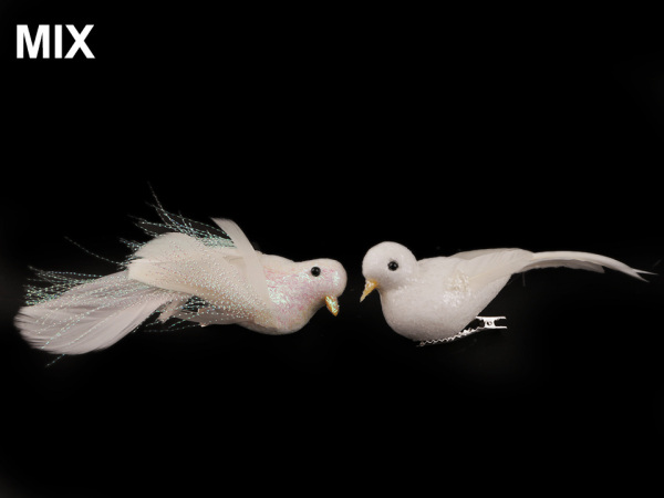 Dekorace ptáček s glitry a klipem