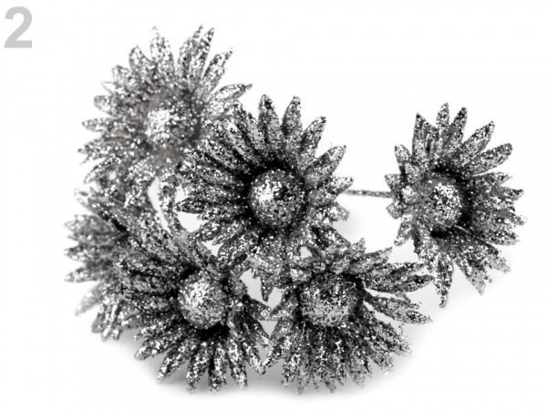 Květ na drátku s glitry