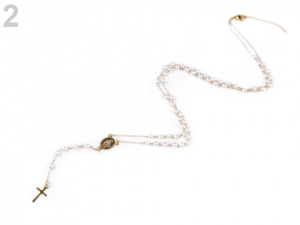 Náhrdelník z nerezové oceli růženec s perlami