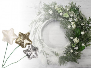 Vánoční dekorační hvězda na drátku s glitry Ø20 mm