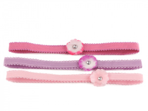 Dětská elastická čelenka do vlasů s květem sada 3 ks