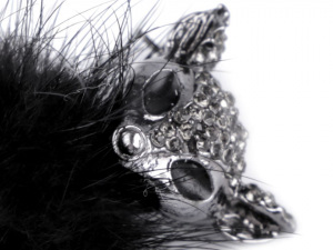 Brož liška s kožešinou a kamínky