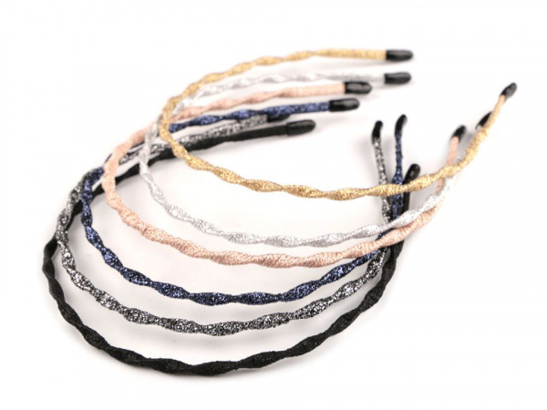 Kroucená čelenka do vlasů s lurexem