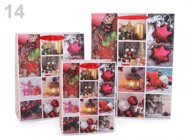 Dárková taška vánoční, sada 3 velikostí