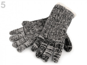 Dámské rukavice pletené s lurexem a kožíškem