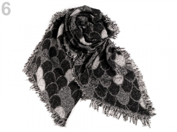 Šála zimní se střapci 63x190 cm