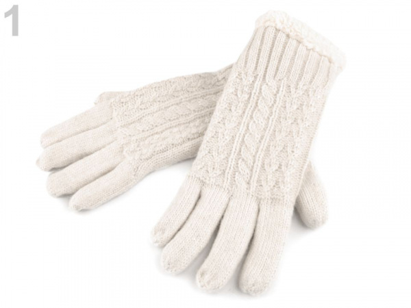 Dámské rukavice pletené s lurexem a kožíškem