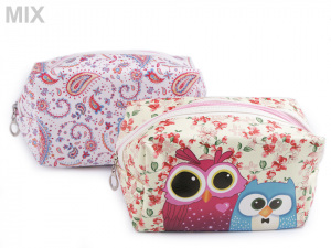 Kosmetická taška paisley, sova 10,5x18 cm