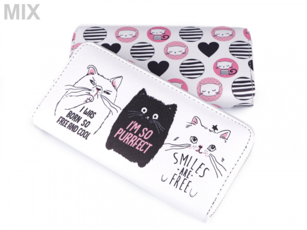 Dámská peněženka kočka 10x19 cm