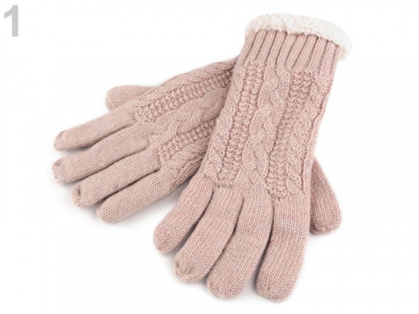 Dívčí pletené rukavice s kožešinovým lemováním