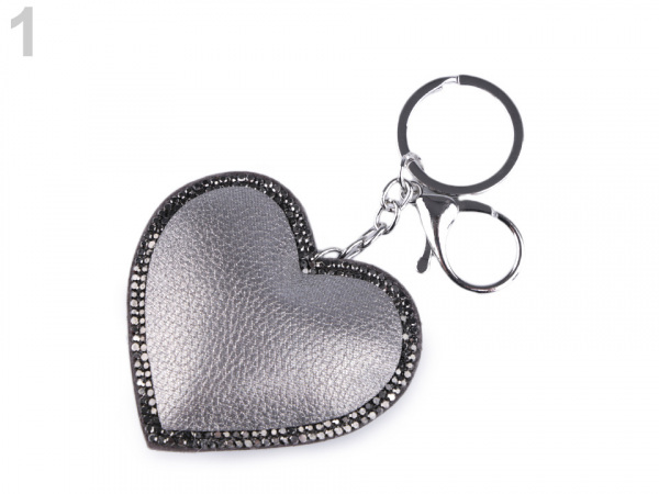 Přívěsek na kabelku / klíče srdce metalické