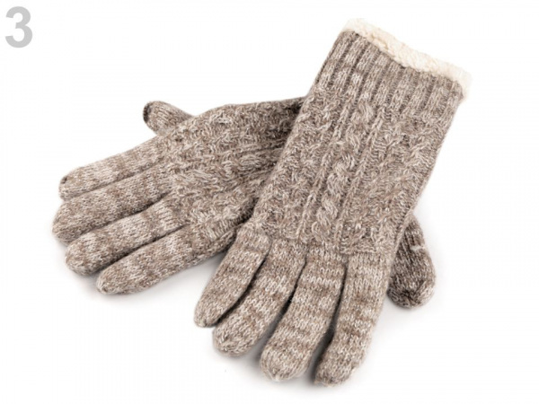Dámské rukavice pletené s lurexem a kožíškem