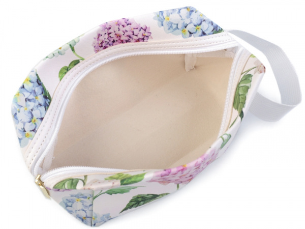 Kosmetická taška s potiskem květy a plameňák 12x19 cm