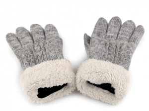 Dámské rukavice pletené s lurexem a kožíškem