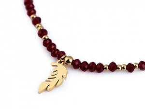 Náramek s broušenými korálky z nerezové oceli - peříčko